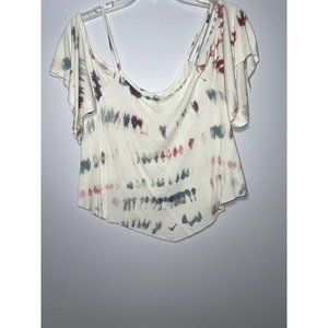 American Eagle Outfitters Tie Dye Print Off The Shoulder Crop Top Small Shirt